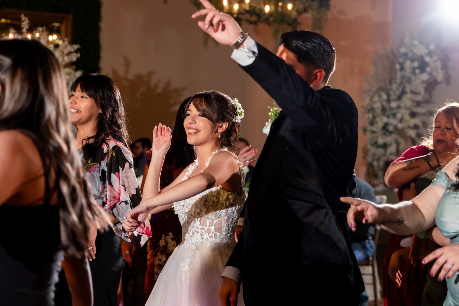 Guests celebrating on the dance floor at an AB Event Productions wedding