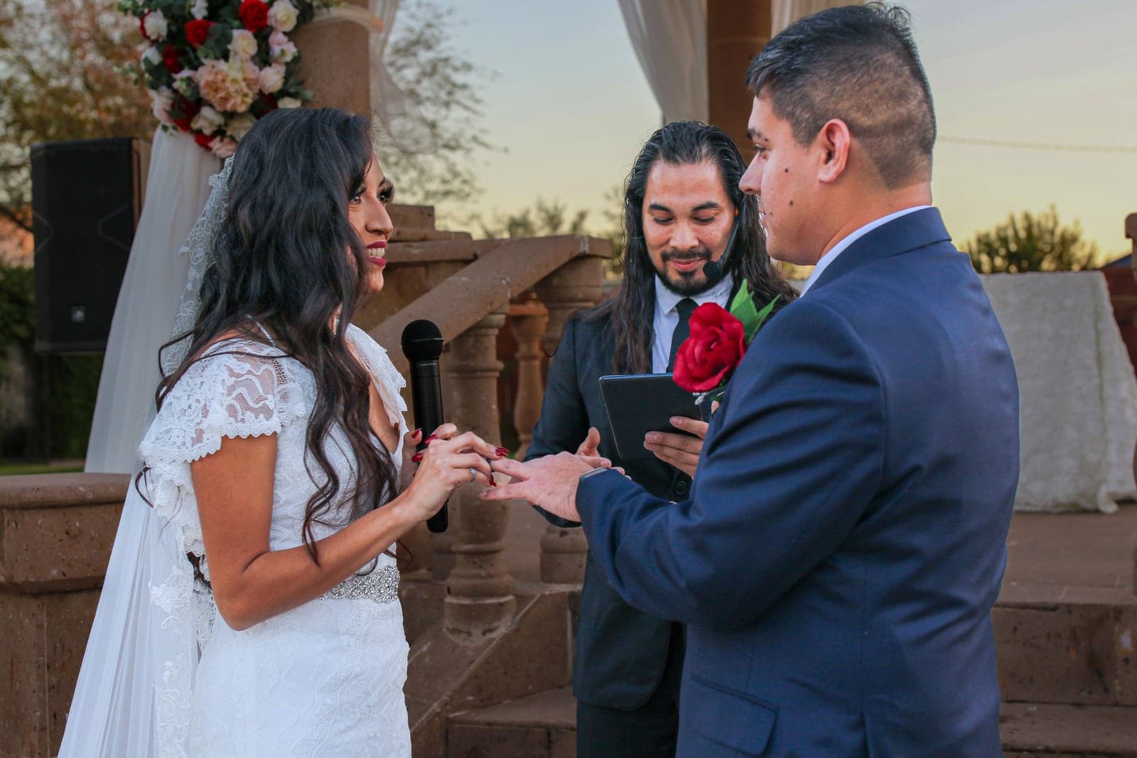AB Event Productions officiant guiding a couple through their wedding vows