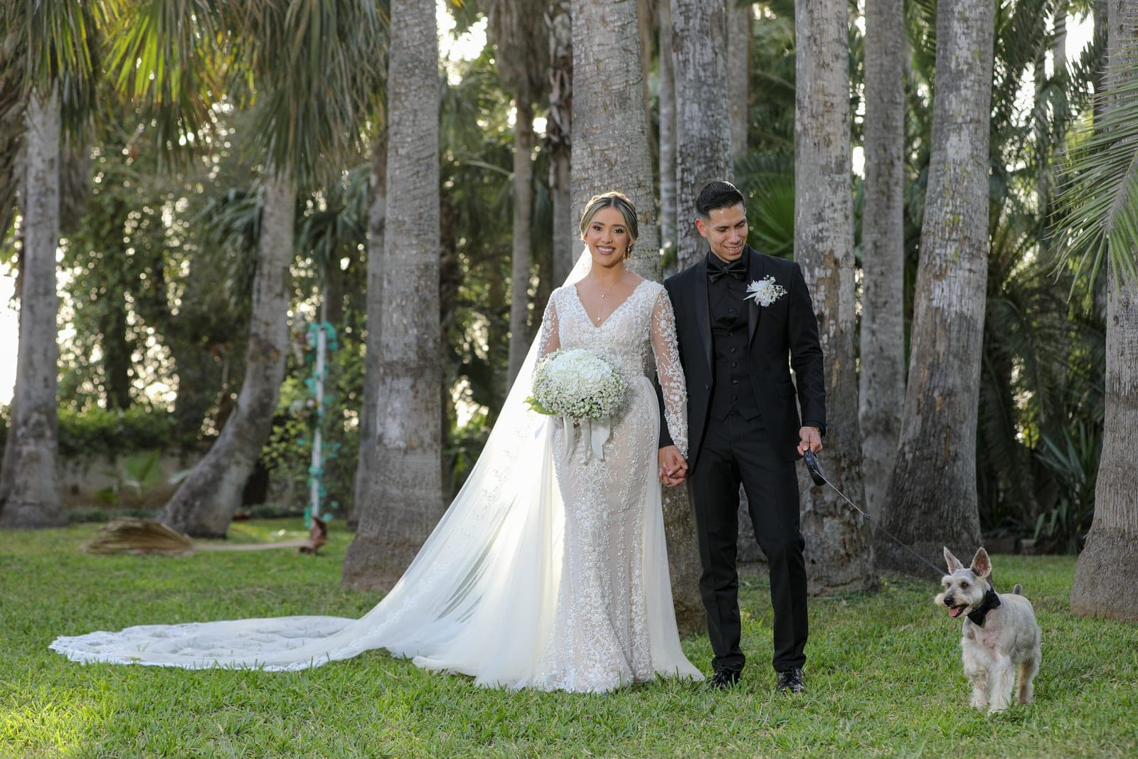 Bride and groom portrait in a palm grove at a Rio Grande Valley wedding by AB Event Productions