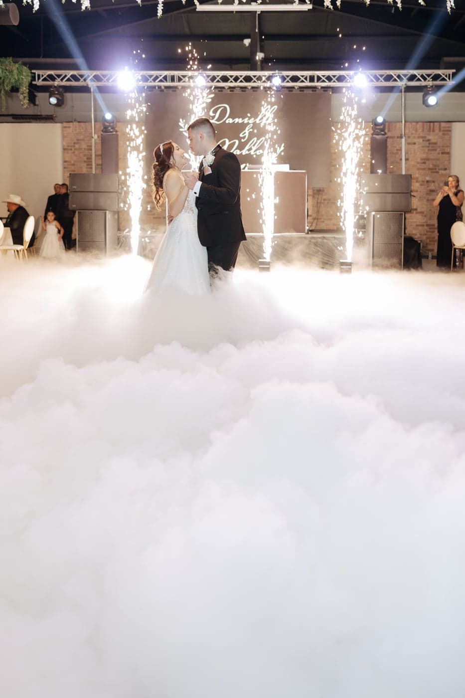 A wedding first dance lit by AB Event Productions