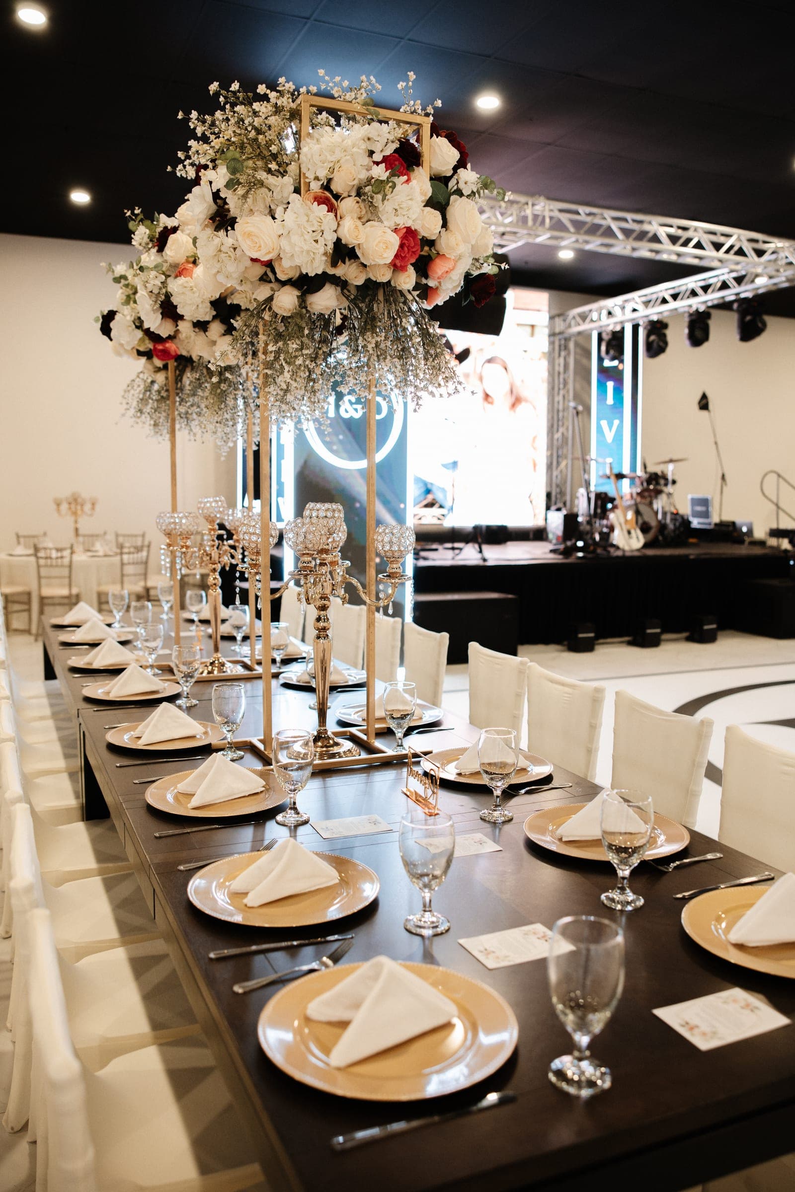 Reception hall at Localé by AB Events set for an event in Weslaco